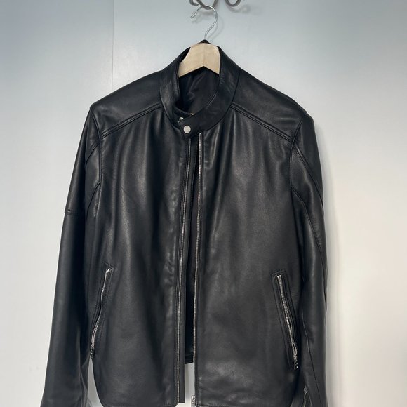 MENS LEATHER JACKET (BLACK) - Picture 1 of 4